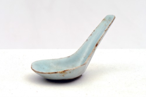 Winter green Chinese ceramic spoon from the Market Street Chinatown exhibit.